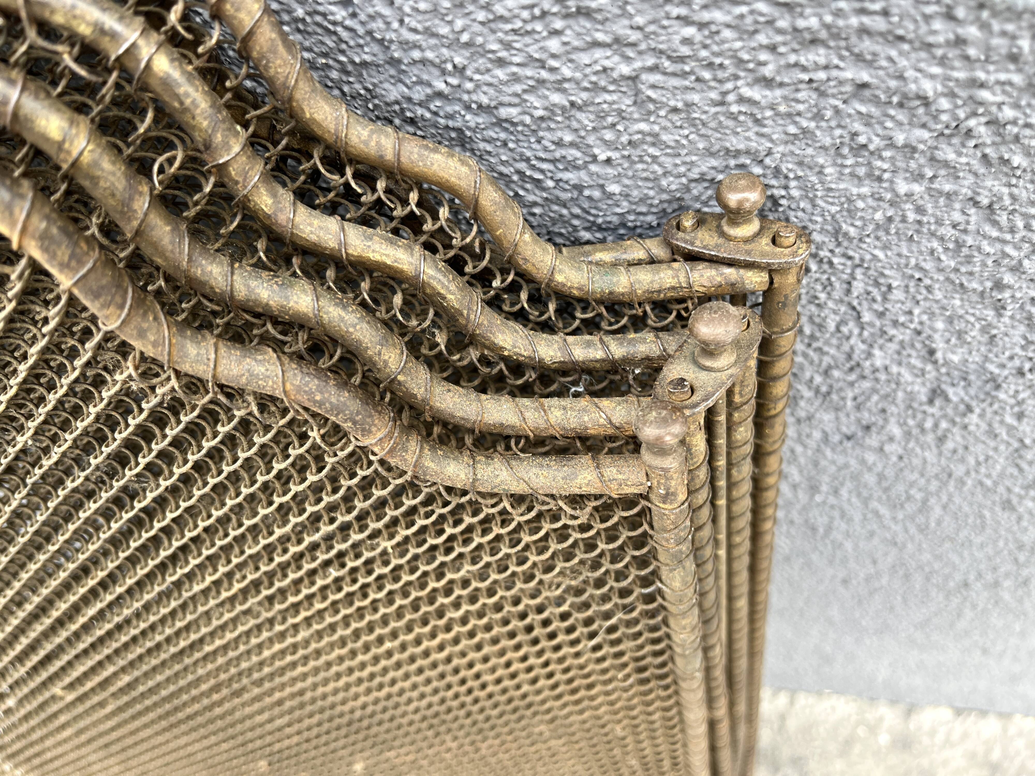 Antique 19th century fireplace screen, 5-panel spark arrester