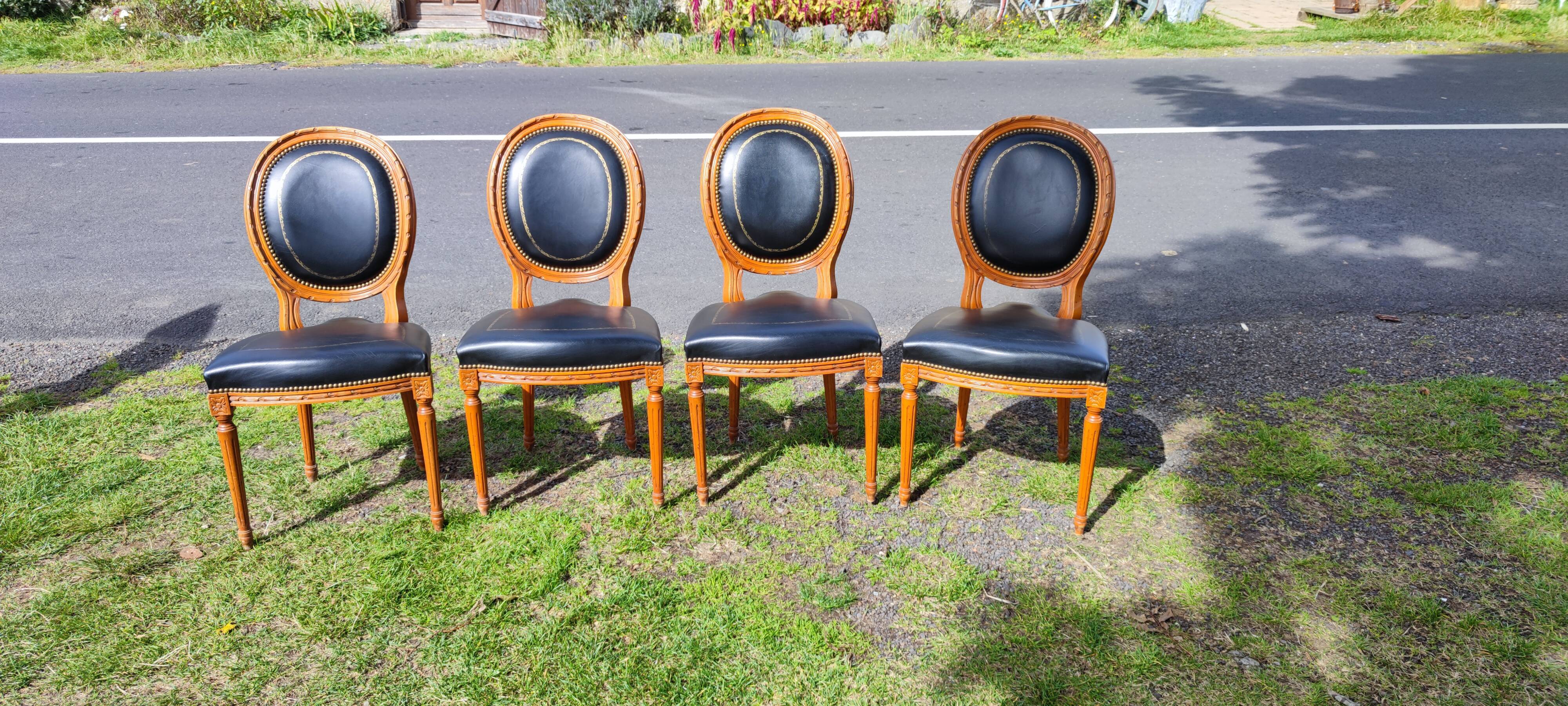 4 Louis XVI medallion chairs