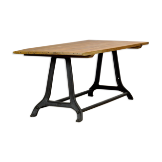 Cast Iron Industrial Table With An Old Pine Top