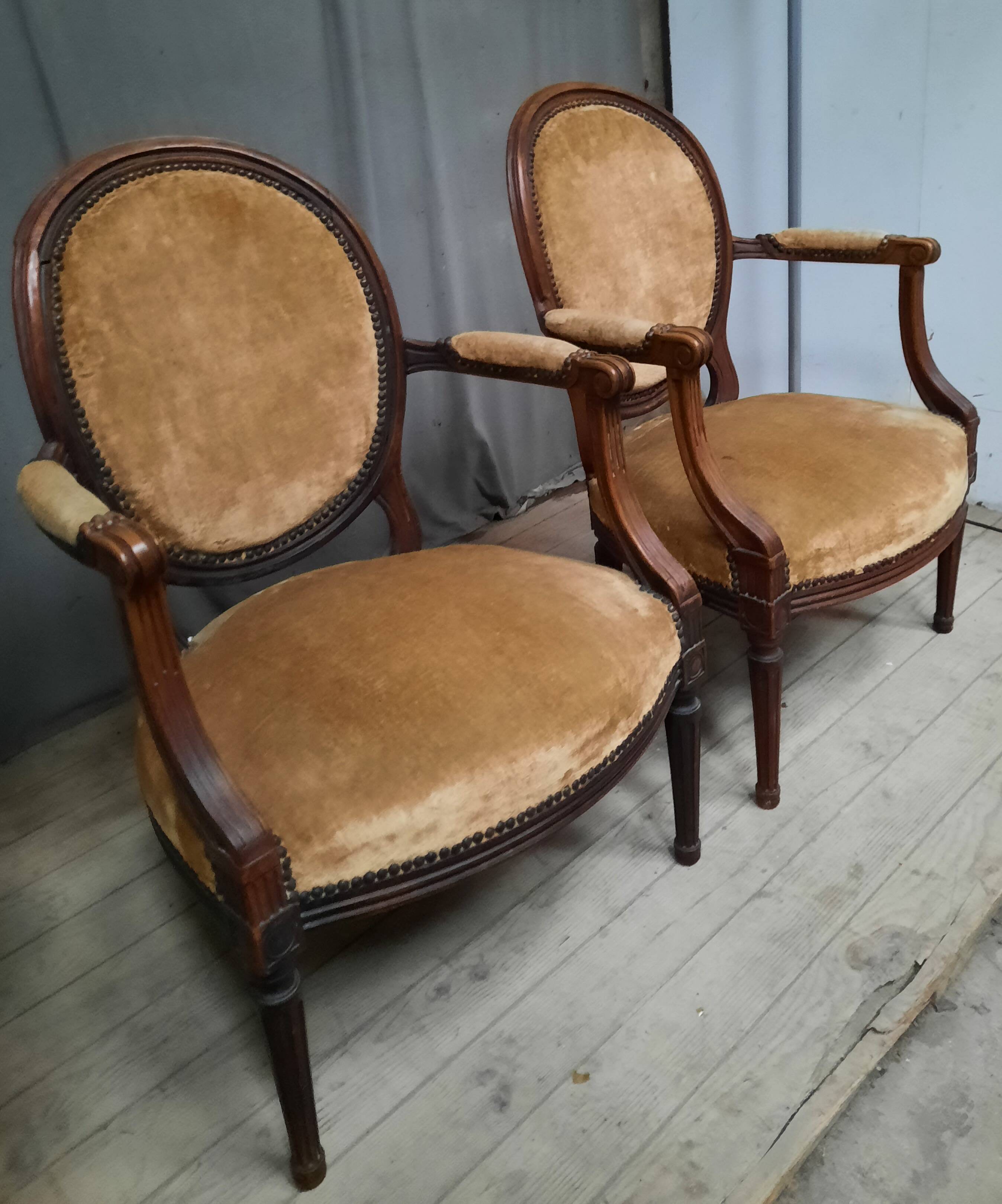 Pair of Louis XVI medallion armchairs