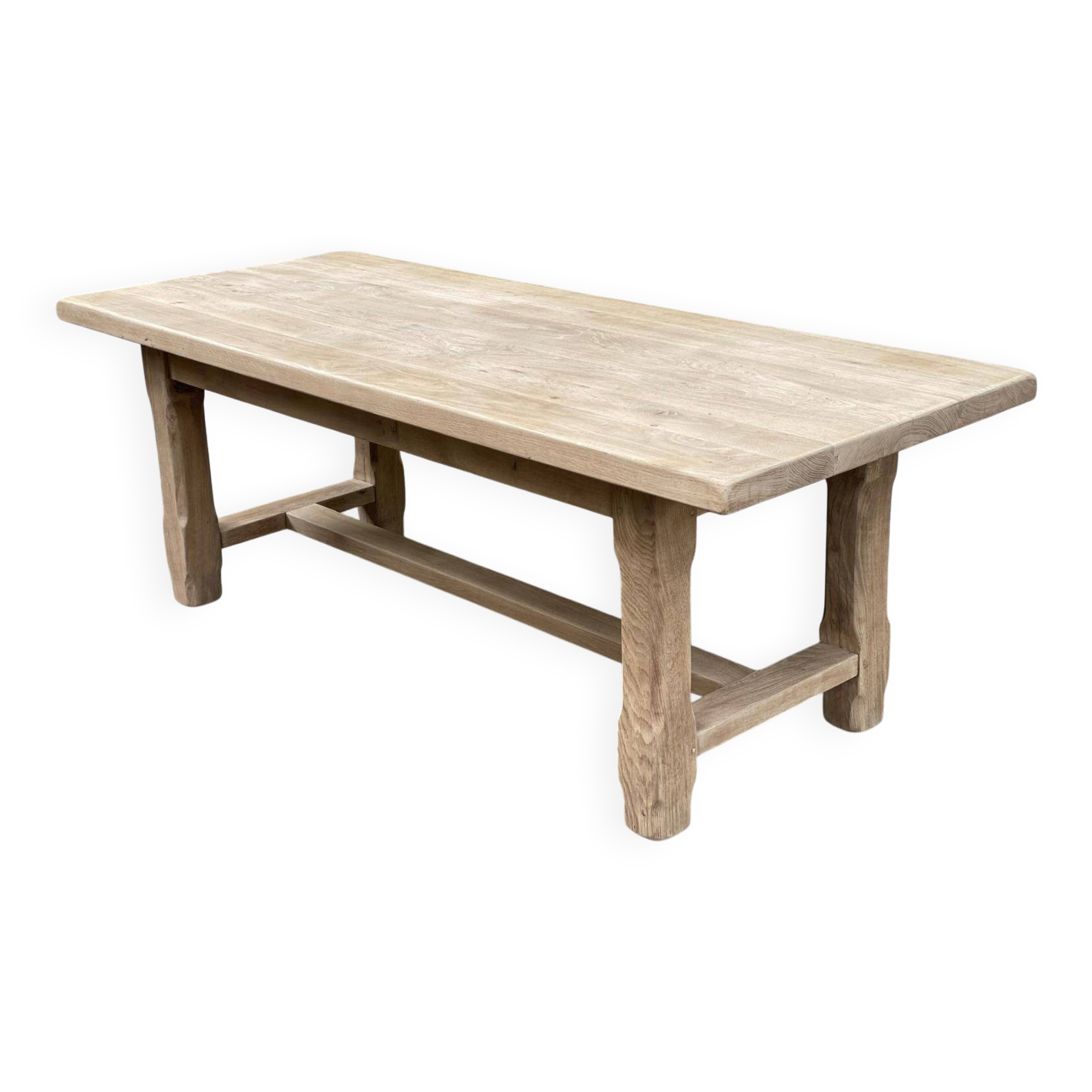 Farmhouse dining table stripped in solid raw oak 1930 - 216cm