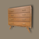 Commode  pieds compas bois brut 1950