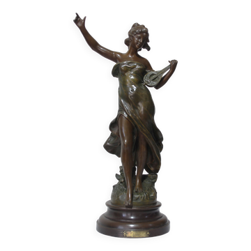Ancient statue in bronze "Melody" after Auguste Moreau – Art Nouveau
