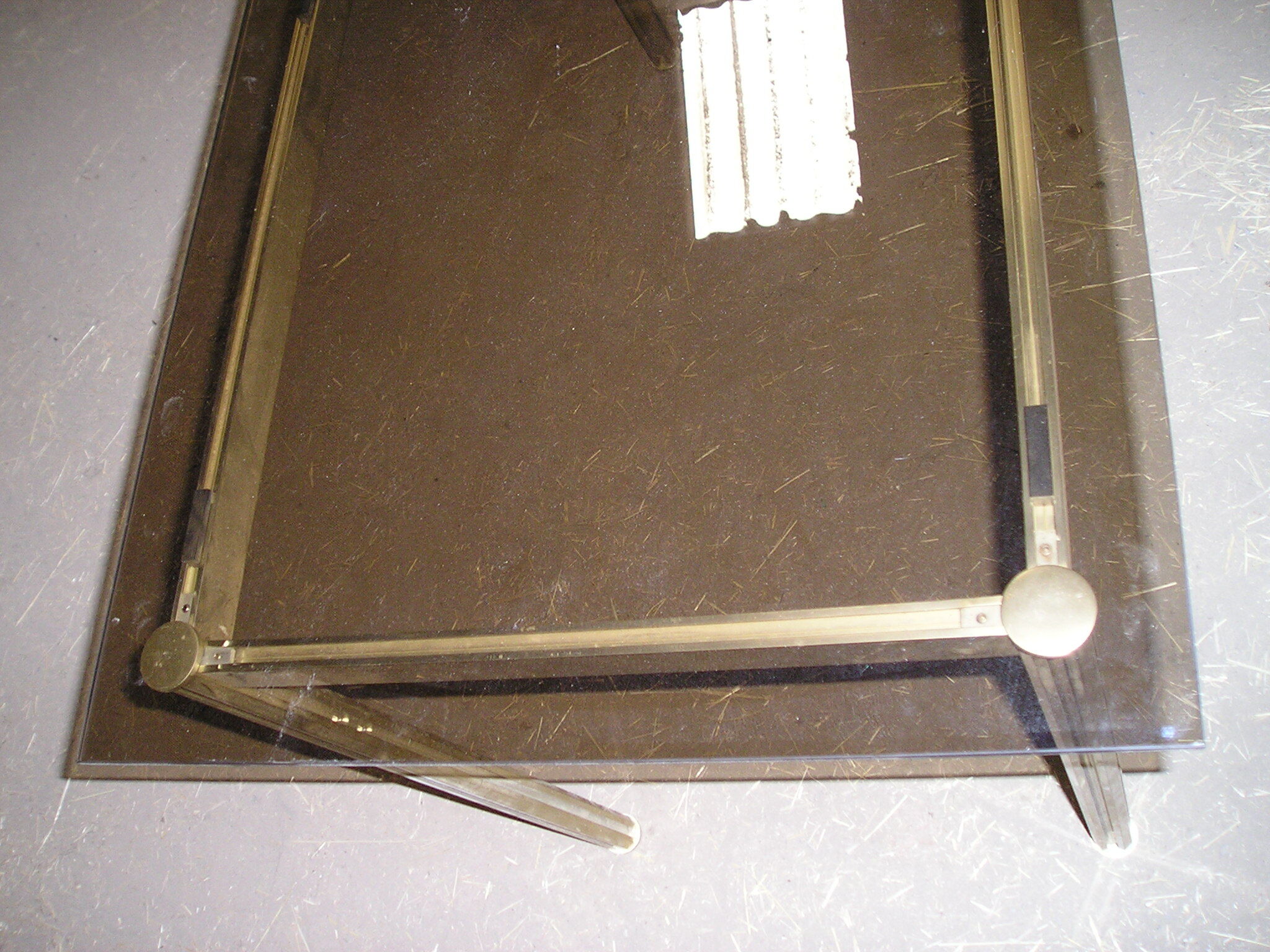 Smoked glass and gold aluminum table from the 70s/80s