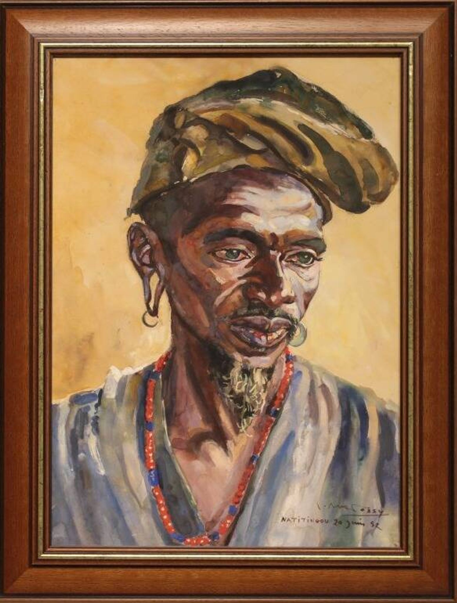 Portrait of a Beninese by Pierre Matossy (1891-1969) - dated 20 June 1952