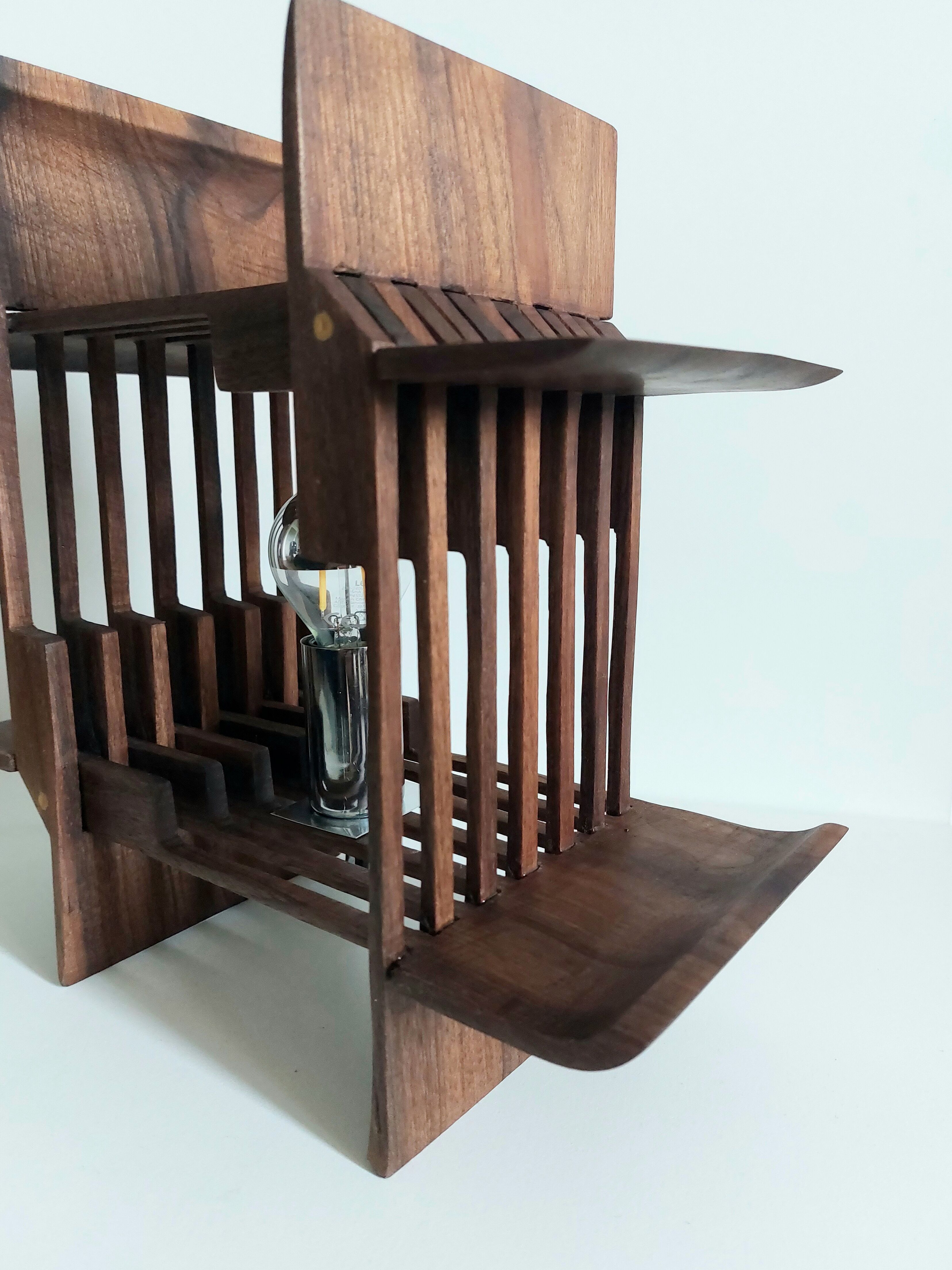 Vintage solid teak lamp