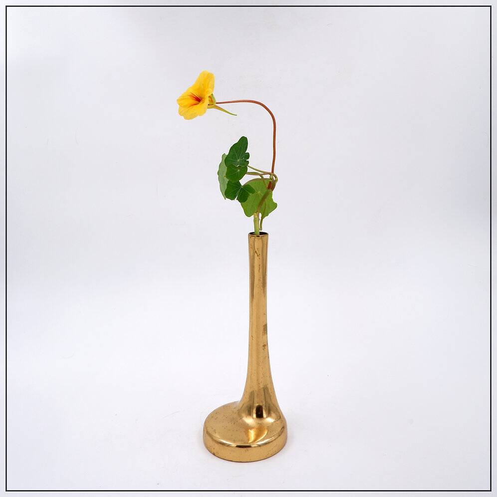 Asymmetrical brutalist flower vase in bronze by Heinz Goll, 1960s.