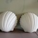 Two wall sconces in opal glass in the shape of seashells, Germany 1970