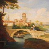 Great landscape painting with figures from the 20th century