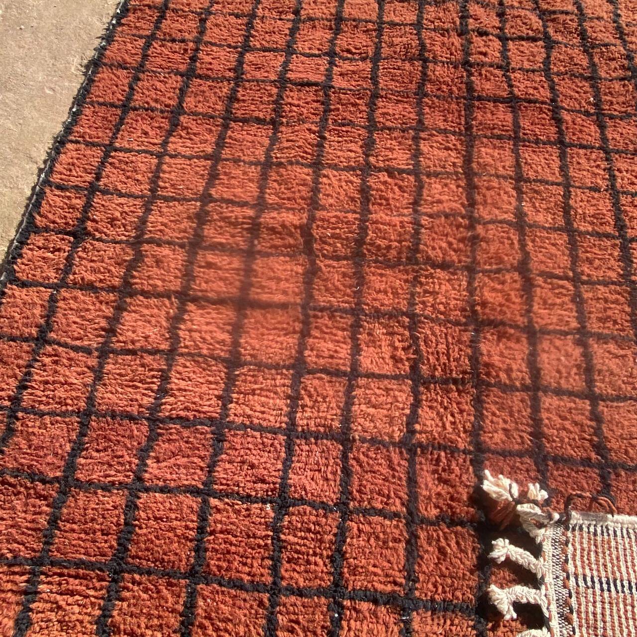 Handmade Moroccan Wool Rug – Authentic Berber Carpet with Geometric Grid Design