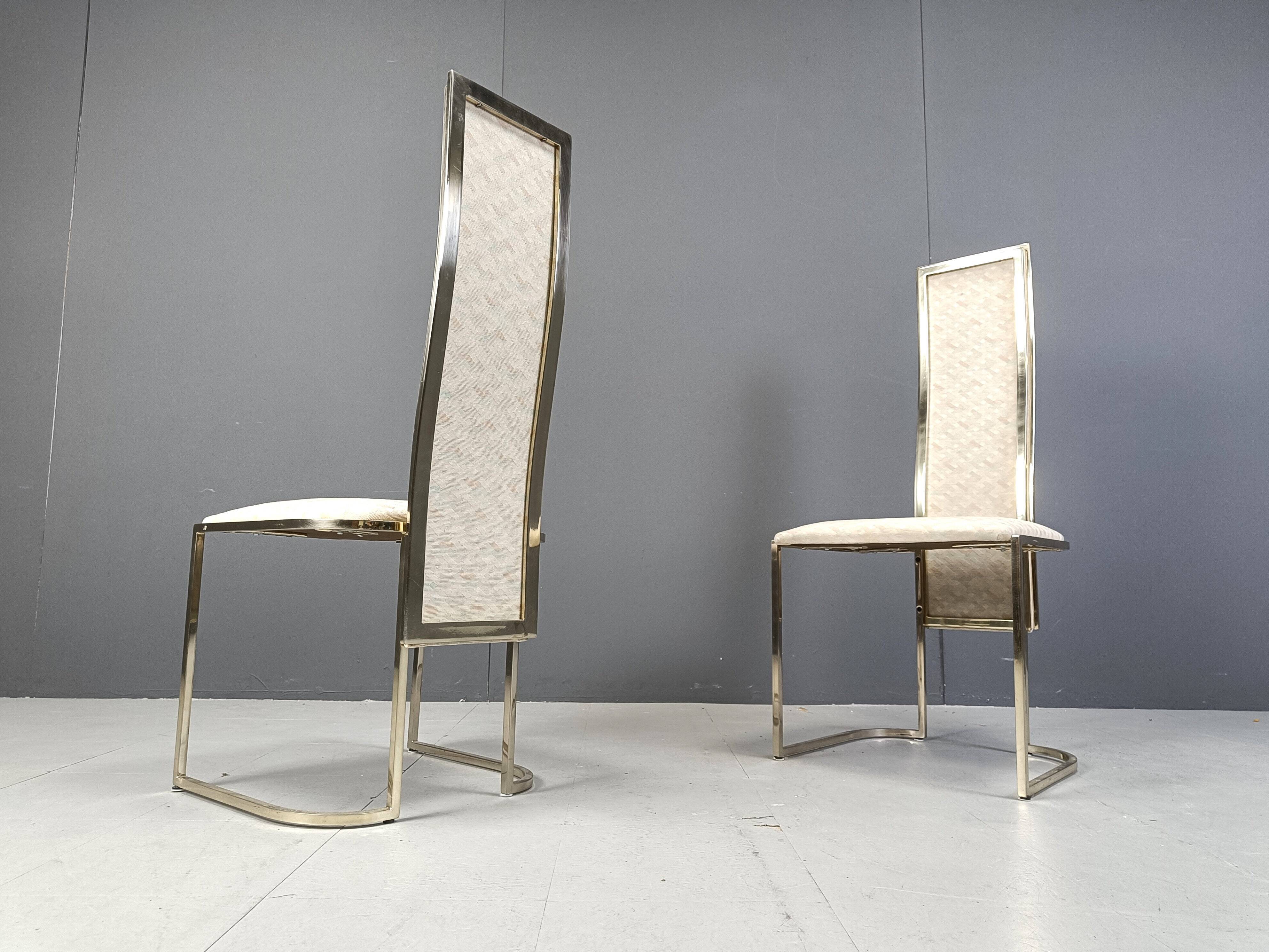 Vintage brass dining chairs by Belgo Chrom, 1970s - set of 8