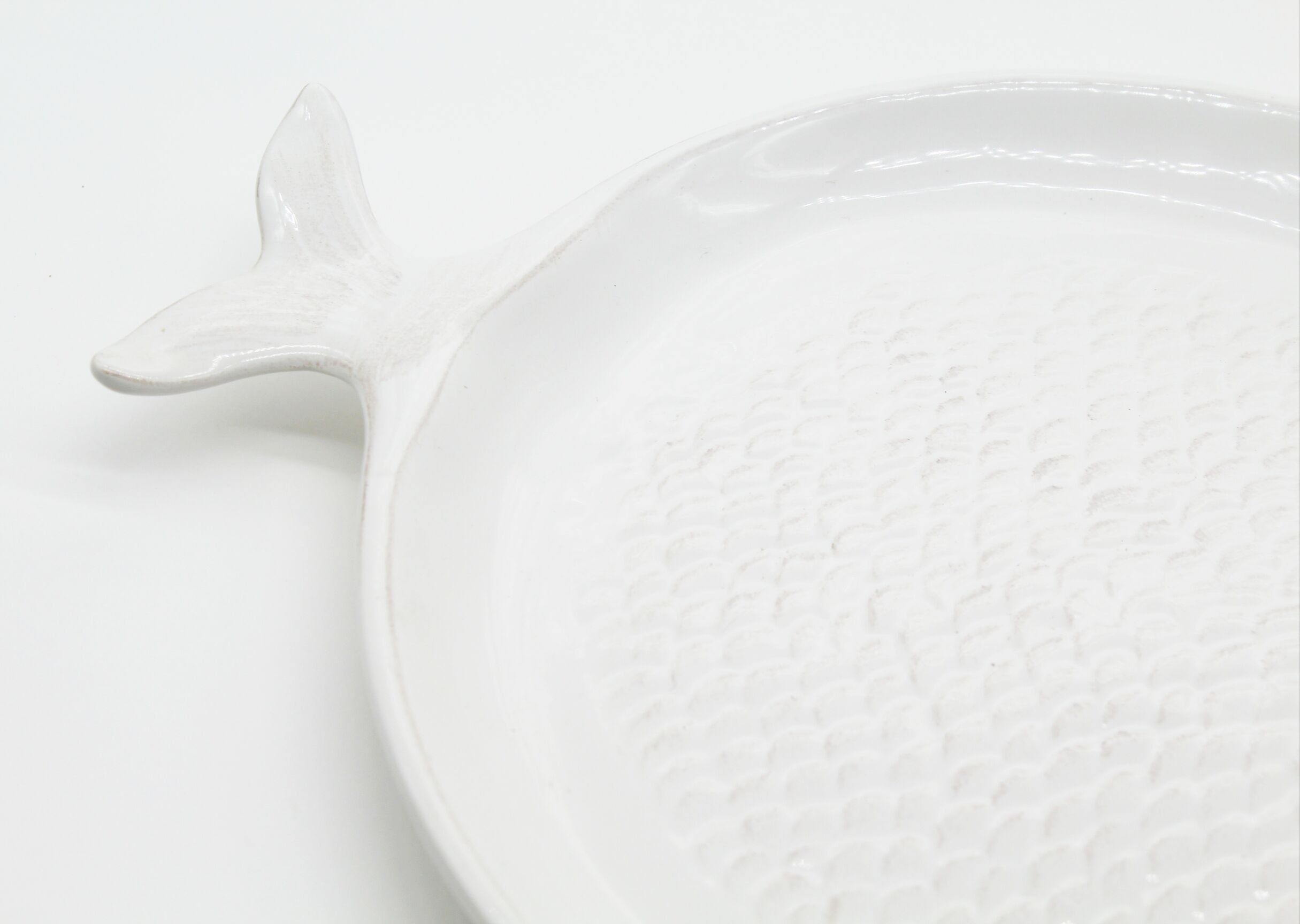 Large dish white ceramic fish