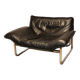 Vintage armchair by Johan Bertil Häggström for Ikéa in leather and chrome metal, 1970s