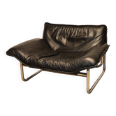 Fauteuil vintage par Johan Bertil Häggström pour Ikéa en cuir et métal chromé, 1970