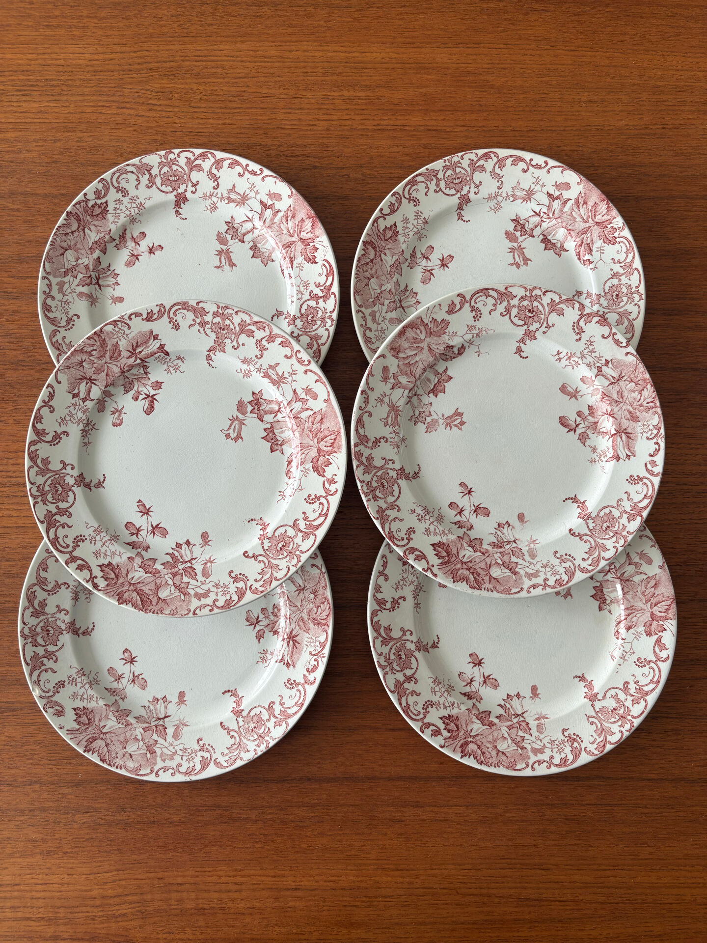 Lot de 6 assiettes à dessert Terre de Fer rose St Amand Hamage modèle