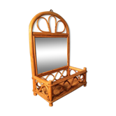 Miroir étagère en rotin