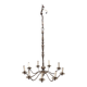 Vintage chandelier with 9 arms in gold metal – foliage decoration – Paris Baguès