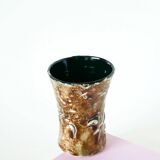 Small ceramic vase, brown and white, 1970.