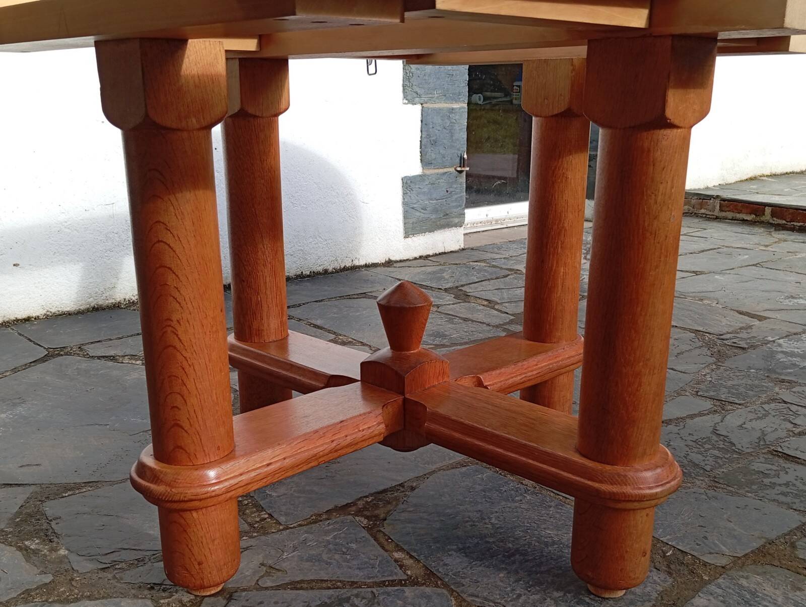 Large oak table by Guillerme & Chambron