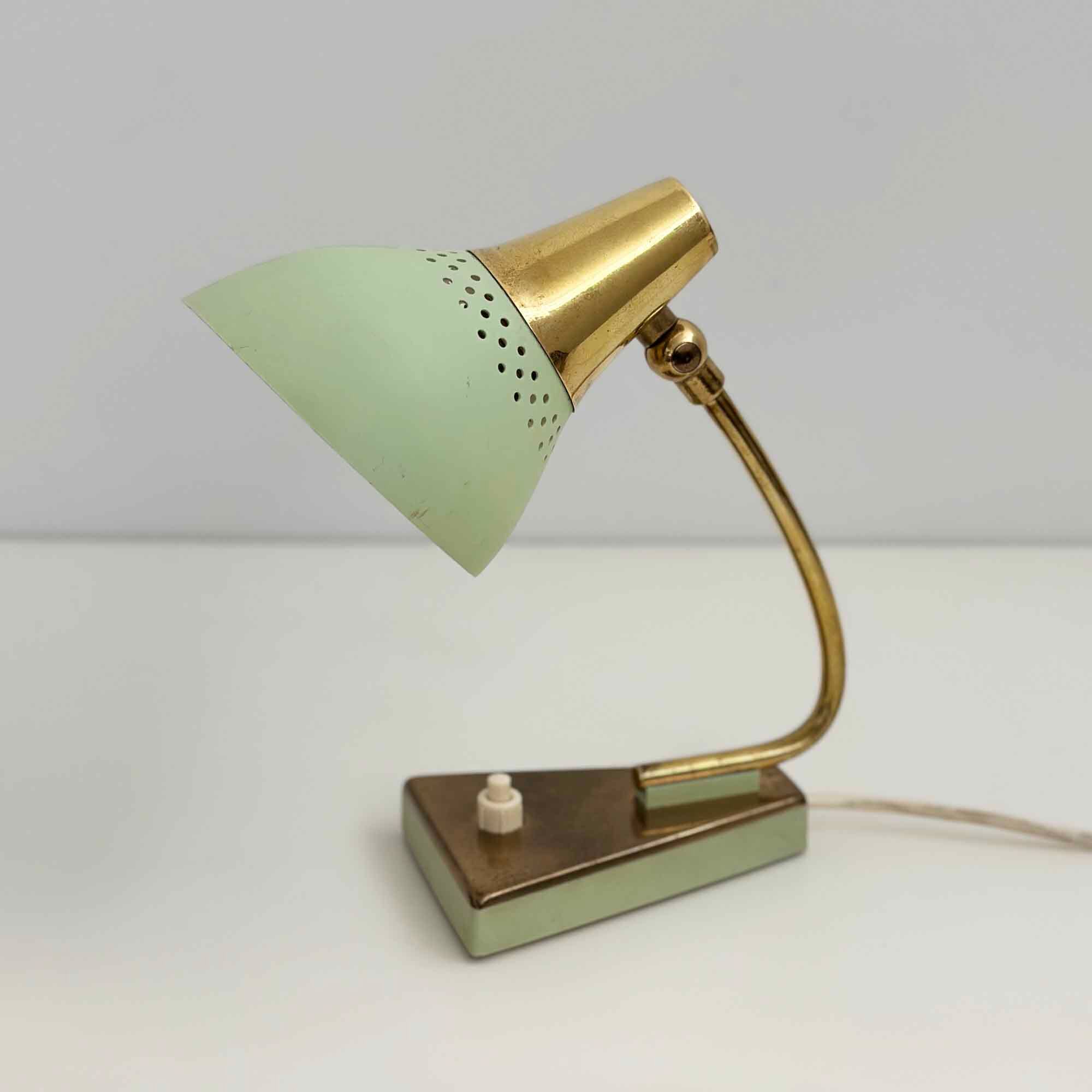 Mid-century night lights in mint green and gold