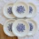 6 vintage porcelain dessert plates – Blue floral bouquet design