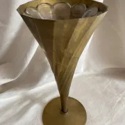 30 cm cornette vase in glass and brass from the 1950s