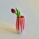 Vintage red and white glass vase, 1950s