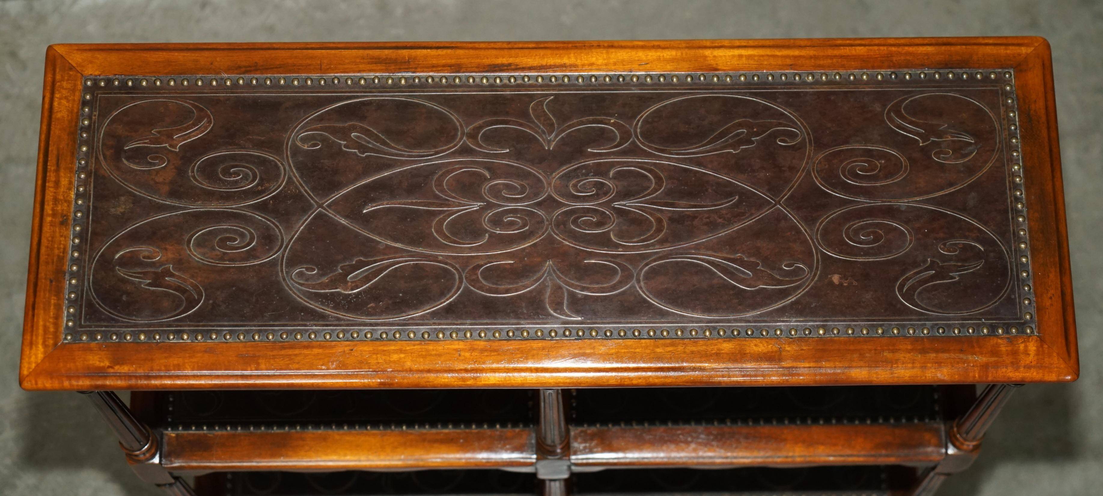 Theodore Alexander bookshelf shelf, solid wood, embossed leather.