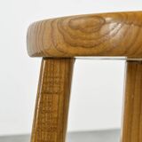 Four-legged stool in solid elm, France circa 1960