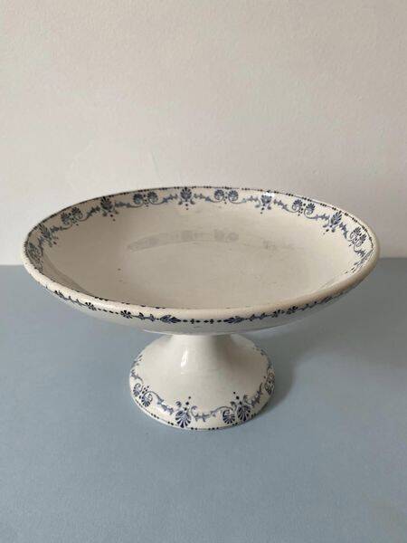 Ancien compotier en porcelaine opaque de Gien Terre de Fer, Modèle Étrusque