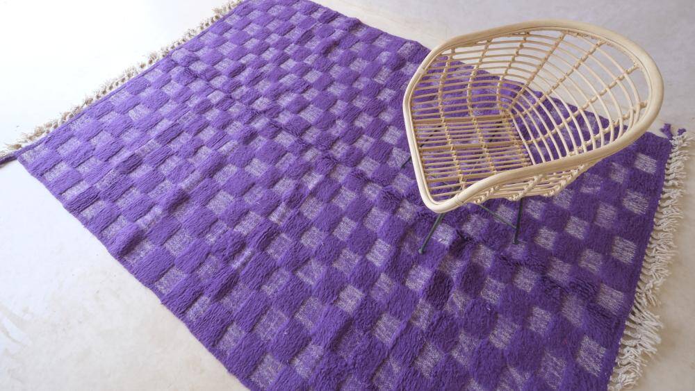 Purple Checkered Rug - 281 x 207 cm