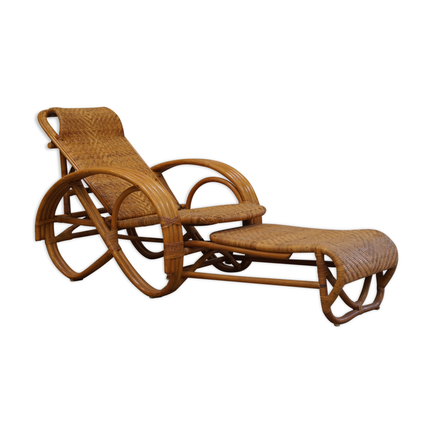 Chaise longue en rotin