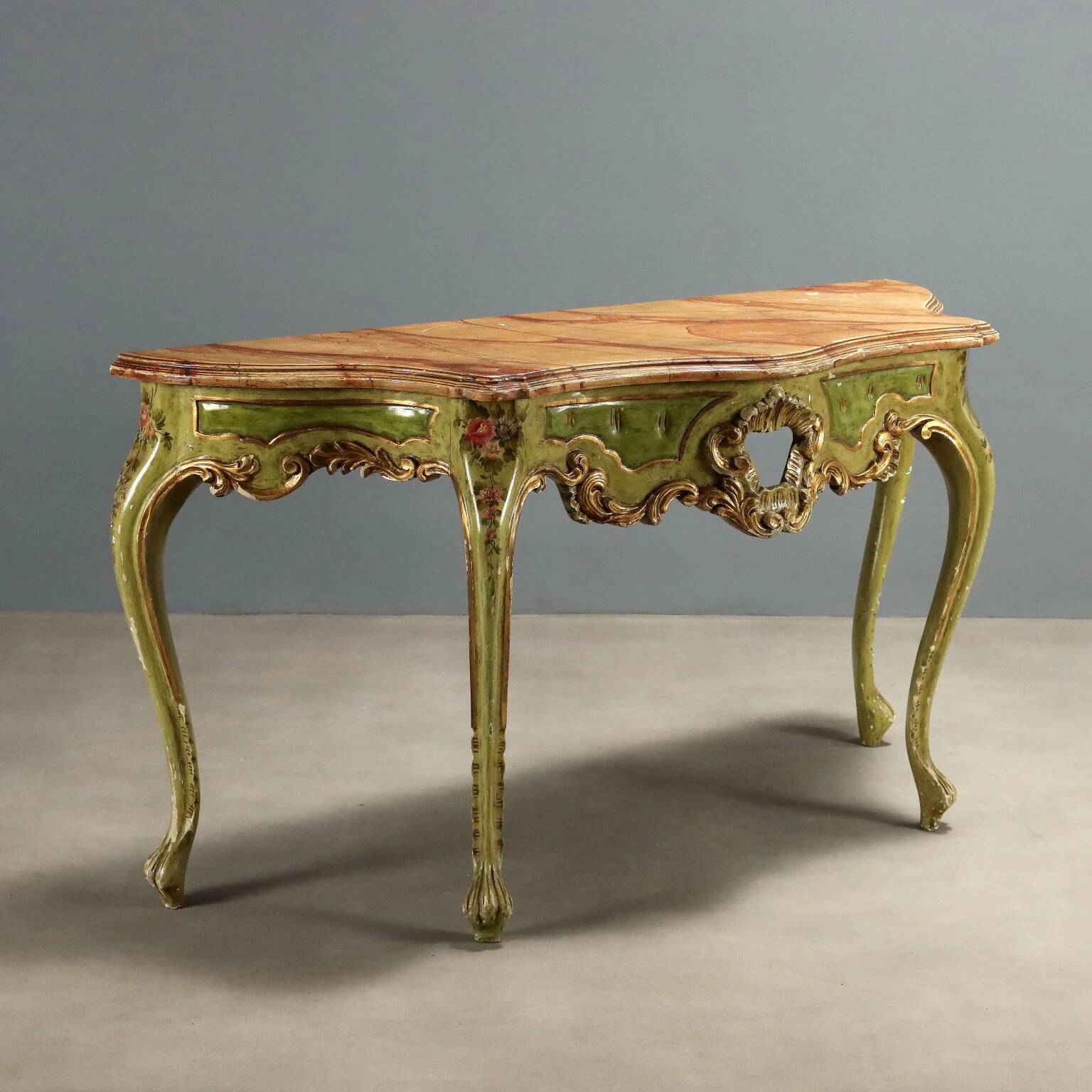 Antique Venetian console in baroque style, wood, Italy, 20th century.