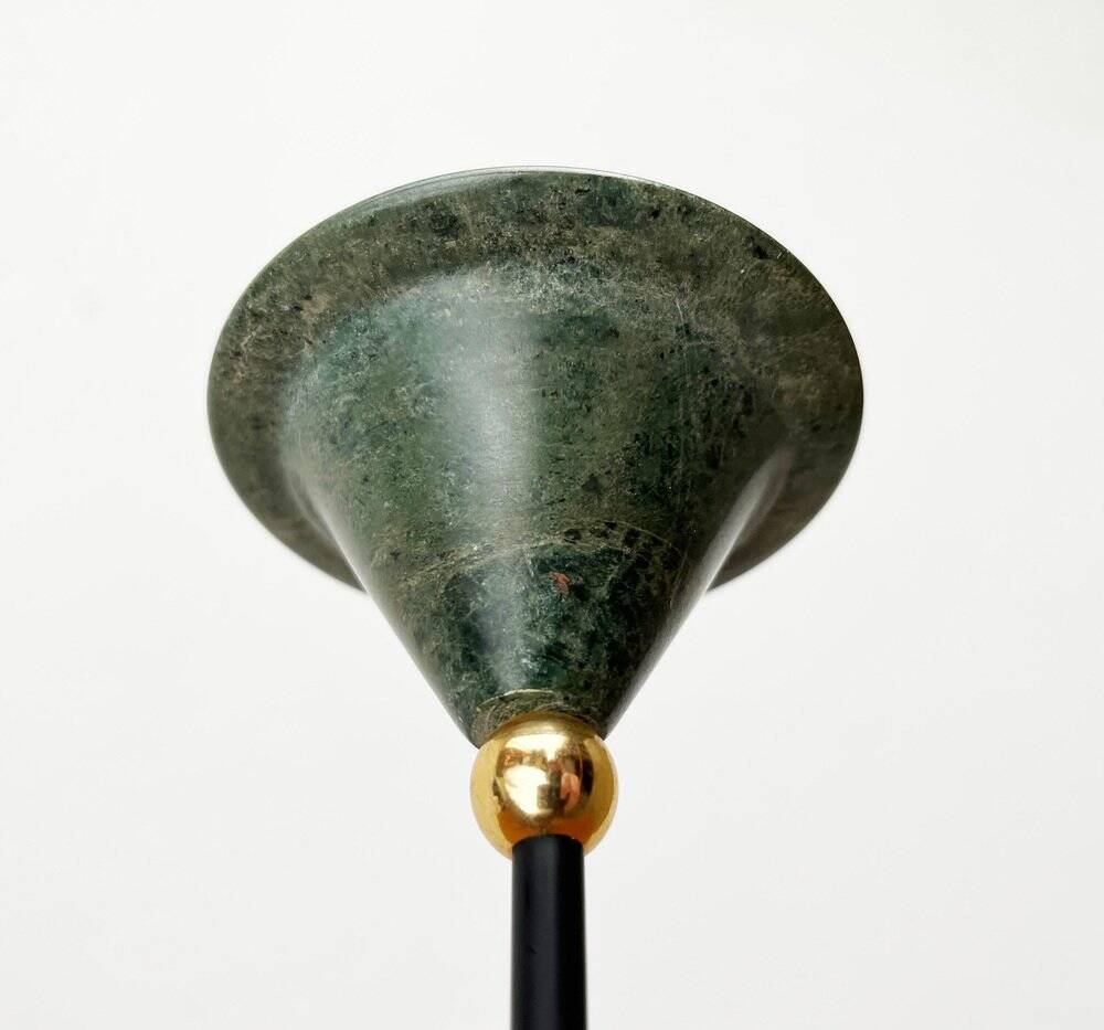 Postmodern Italian candlestick in metal and stone, 1980s.