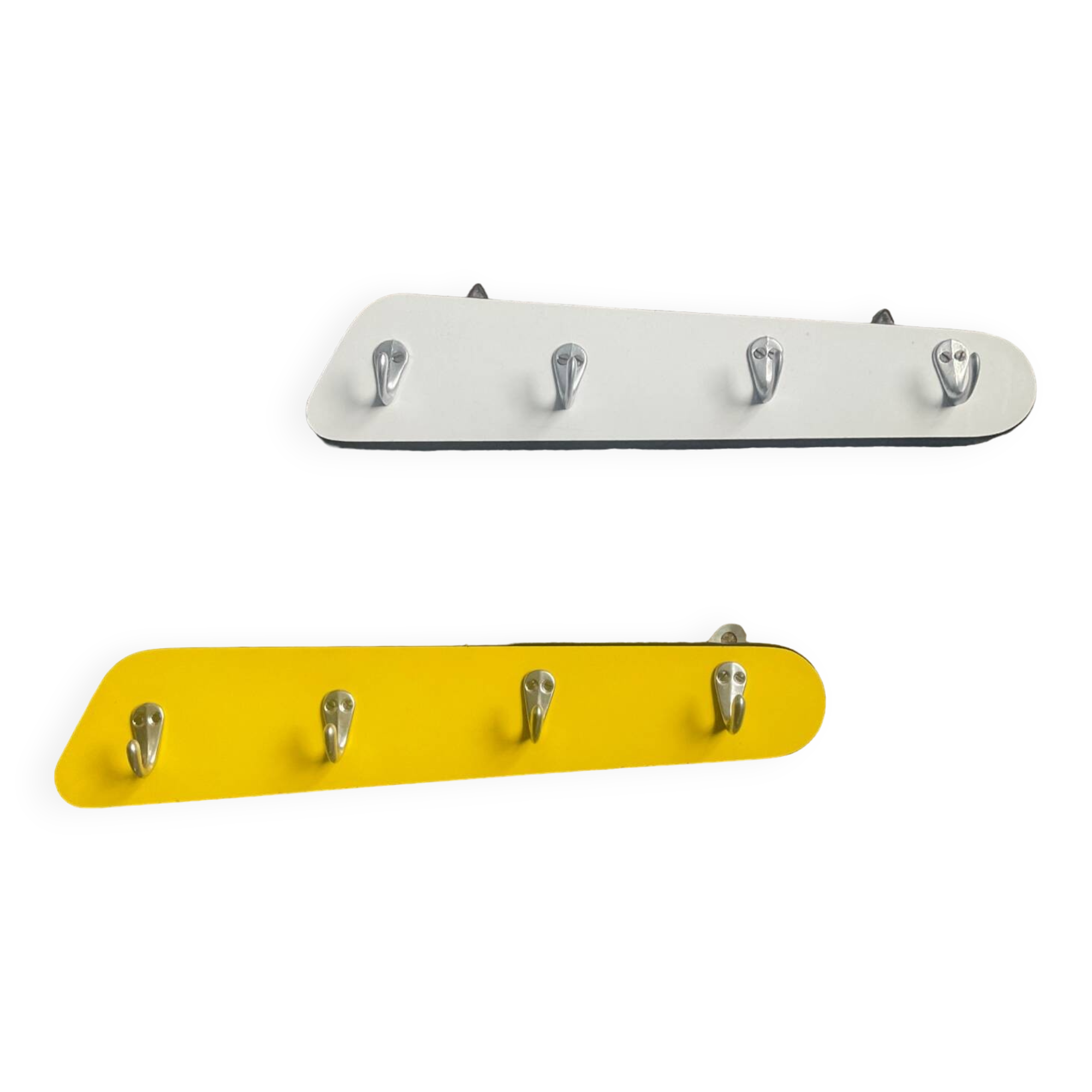 Duo of asymmetrical Formica coat racks from the 60s
