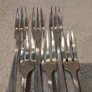 6 fourchettes à gateaux métal argenté orfèvre Ercuis medicis