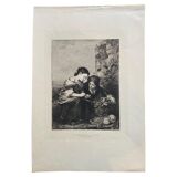 Gravure par albert artigue, xixe B.esteban murillo, "les marchands de fruits"