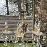 5-light bronze chandelier with glass tassels