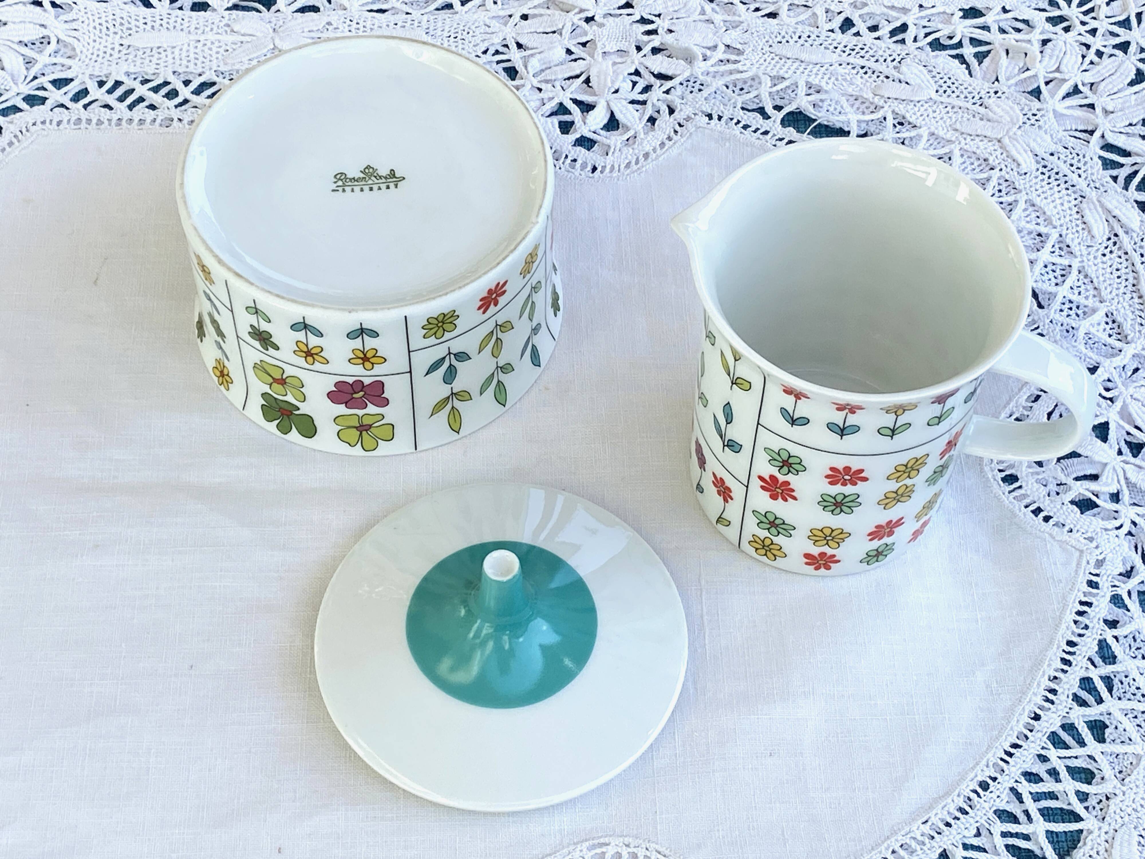 Vintage Rosenthal Design Baumann Pucci Porcelain Sugar Bowl and Pot - 1960