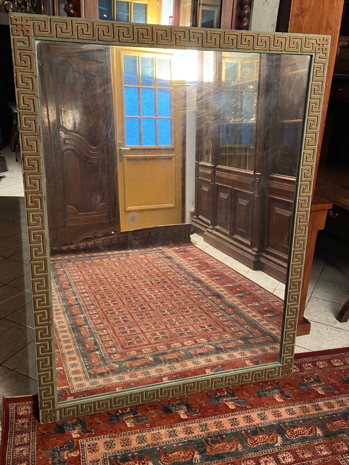 Woodwork mirror fireplace glass Greek frieze decor early 19th Empire 167 x 128.7 cm