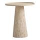 Pedestal cone side table in travertine