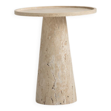 Table d'appoint cône à piédestal en travertin