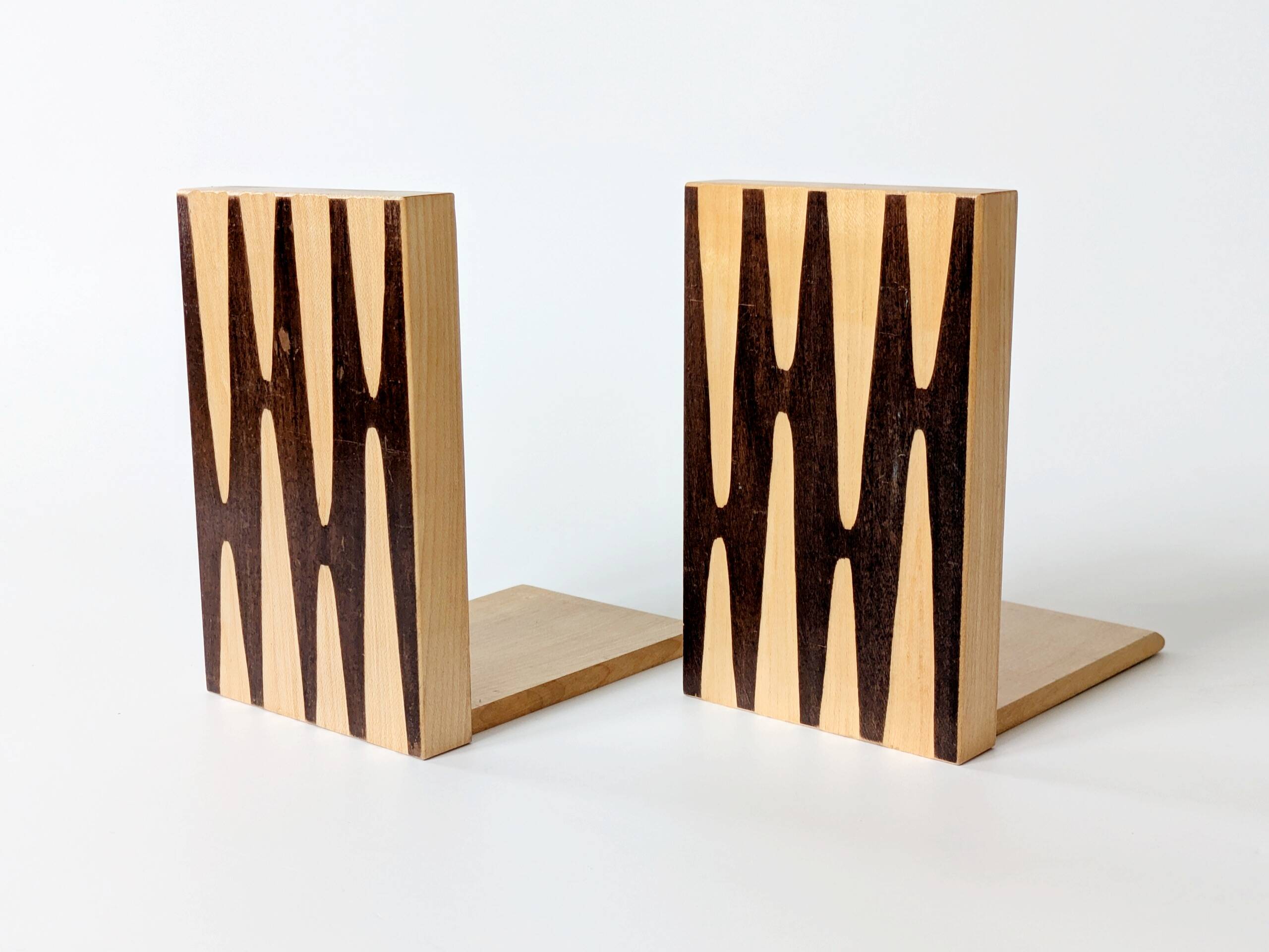 Pair of wooden bookends, Bauhaus style, 1950s