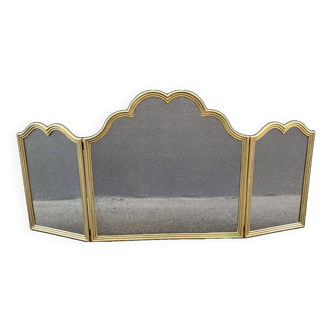 Brass fireplace screen from the 60s, vintage Italian spark screen