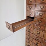 Armoire d'apothicaire ou d'archives industrielle hollandaise en chêne, vers 1900