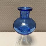 Vase with trumpet-shaped foot, in translucent and blue glass, model Lagune, 1974.