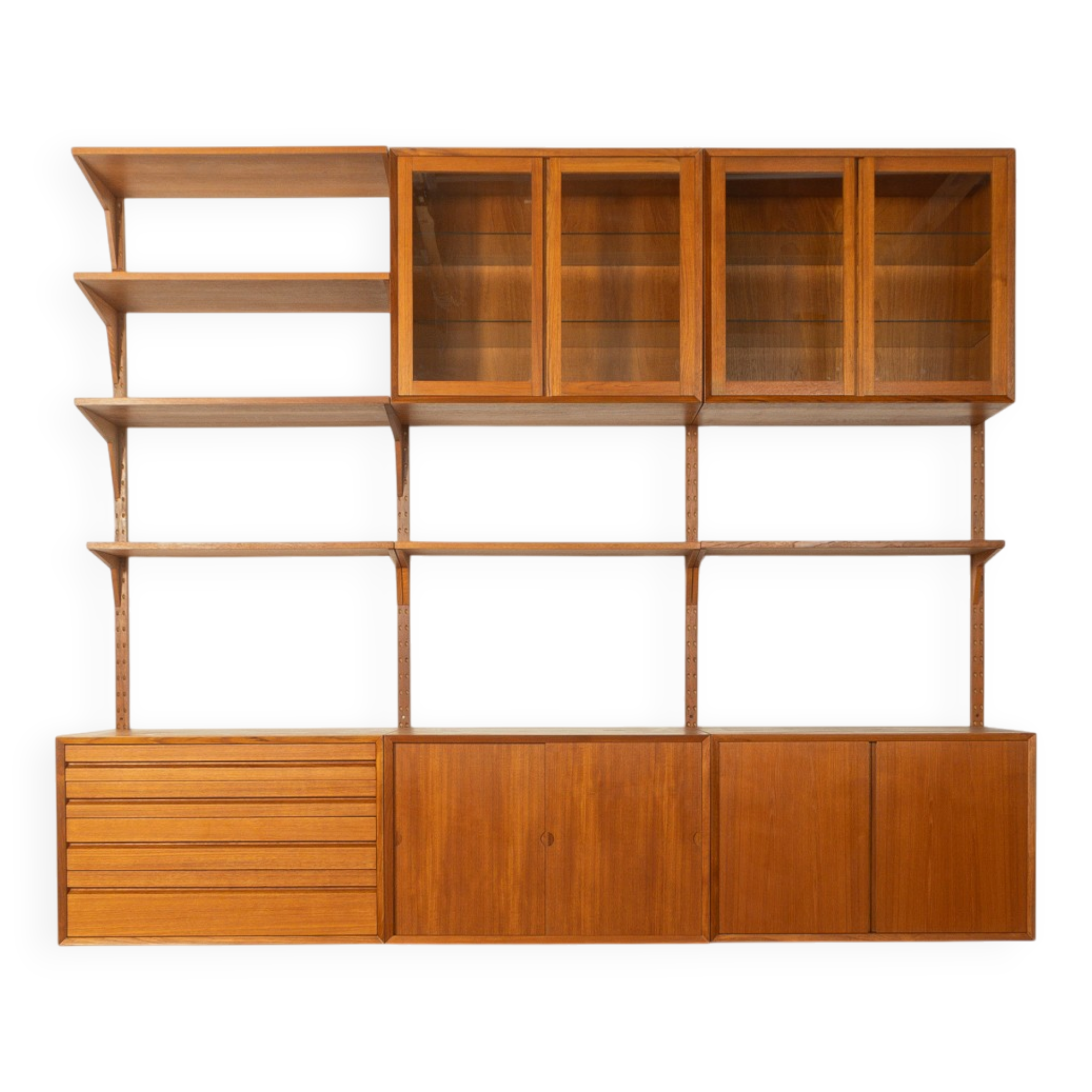 Cado | système d'étagères classique poul cadovius, années 1960, placage de teck