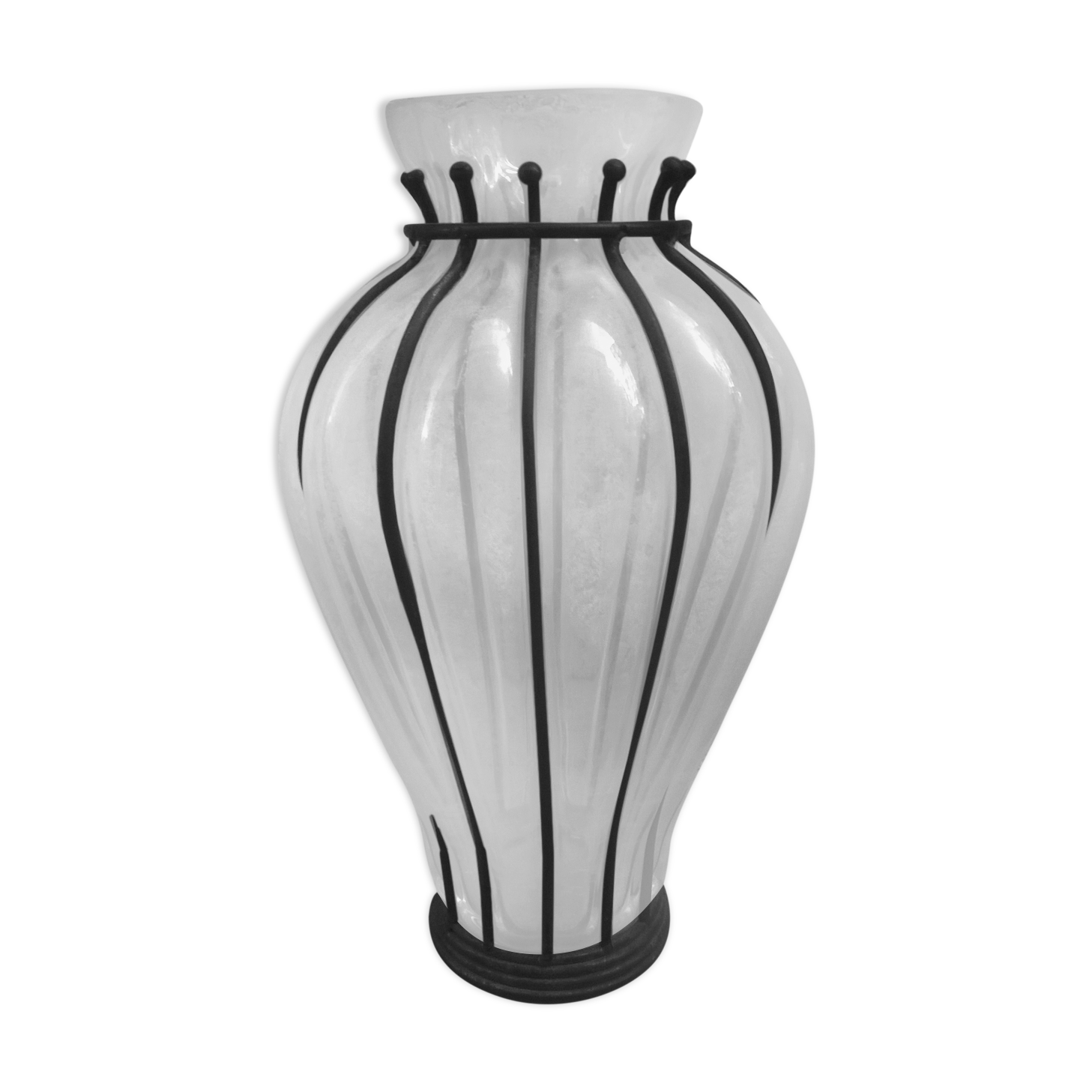 Vase vintage "verre et fer forgé"
