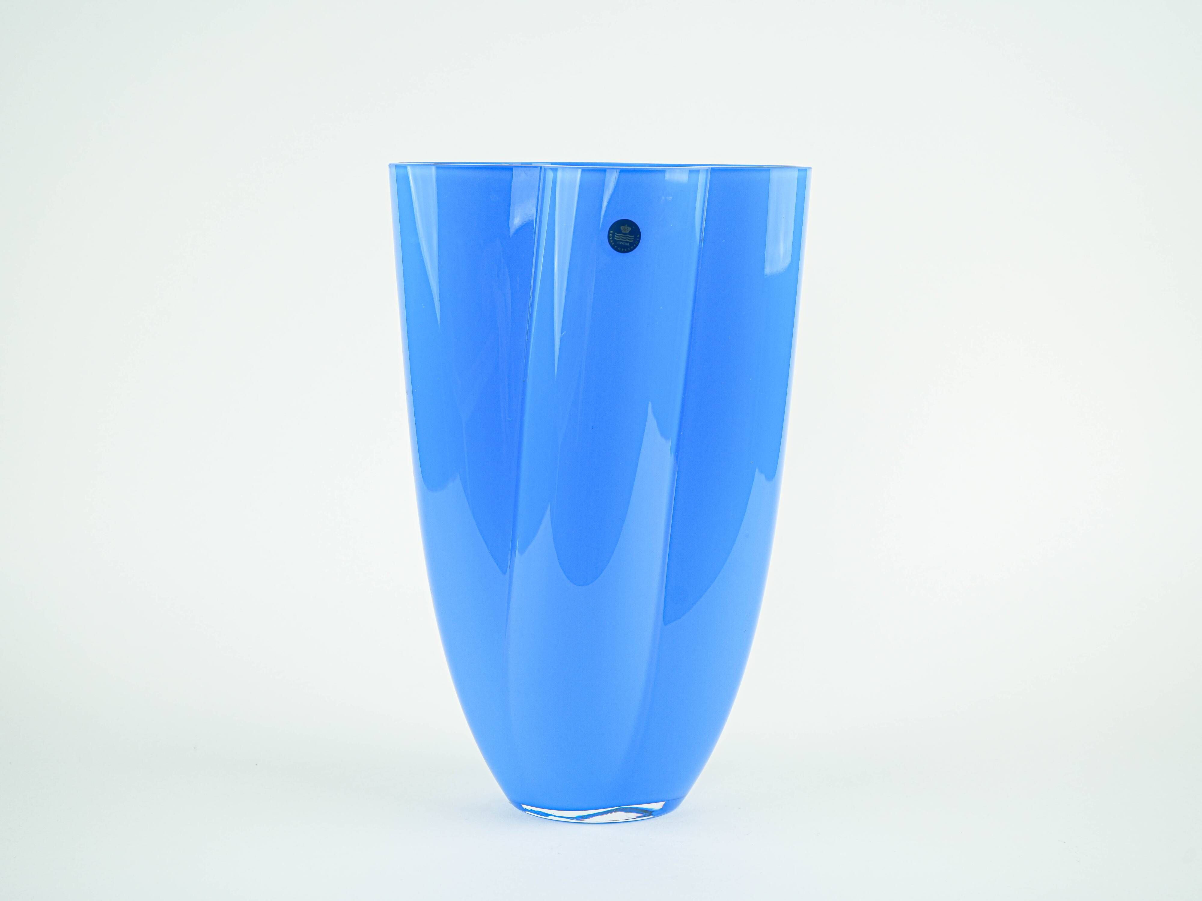 Blue vase, Danish design, 1980s, manufactured by Royal Copenhagen