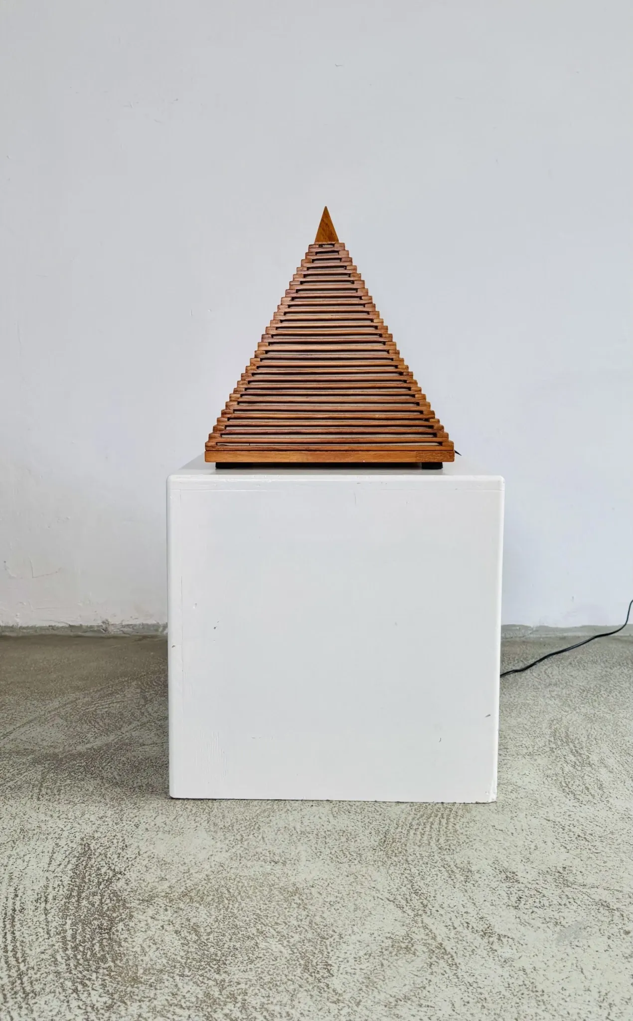Teakwood Pyramid Table Lamp, Italy, 1970S